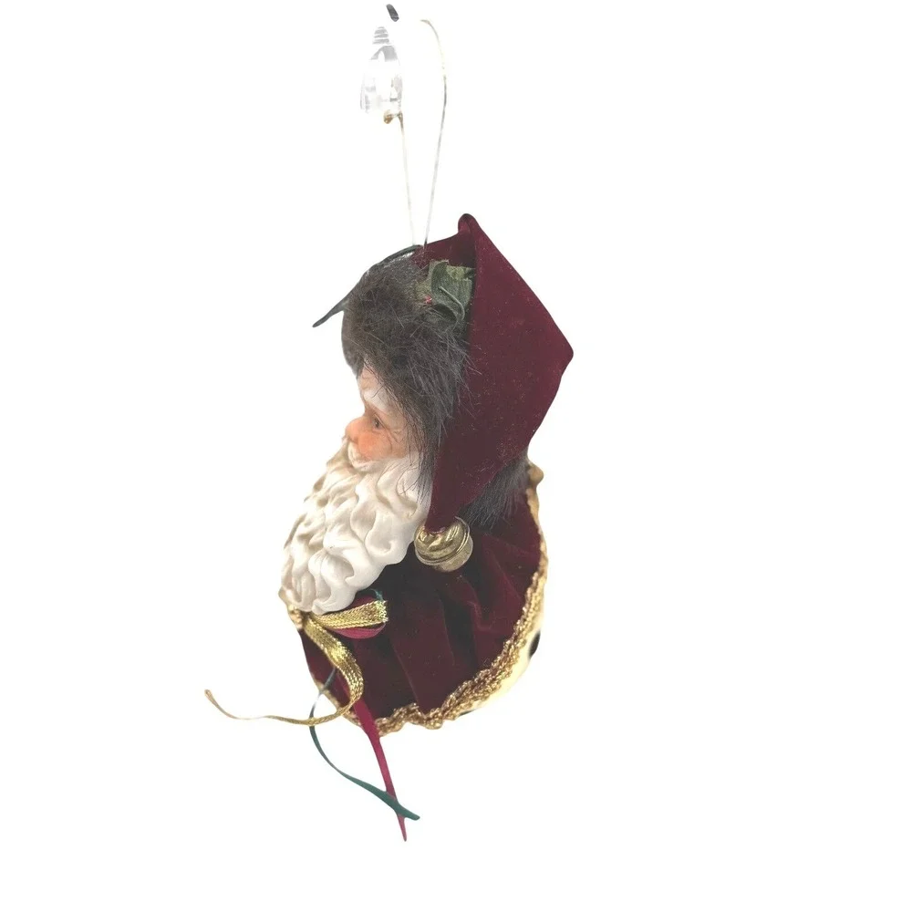 Vintage Santa Claus Christmas Ornament Bell Red Velvet Hanging Decoration‎
